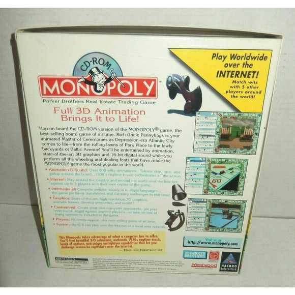 Vintage 1996 Monopoly CD ROM Big Box PC Collector Video Game Windows - Picture 2 of 7